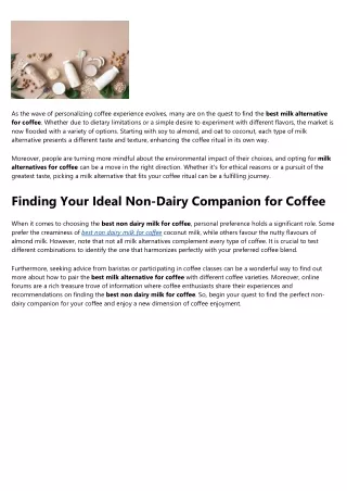 New Step by Step Map For best non dairy milk for coffee