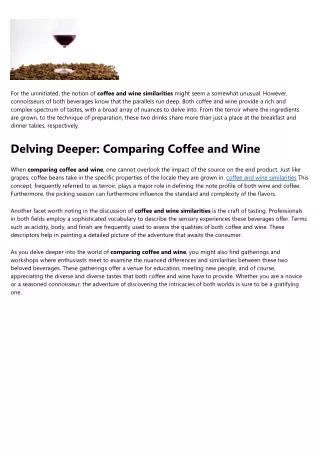 The Basic Principles Of comparing coffee and wine