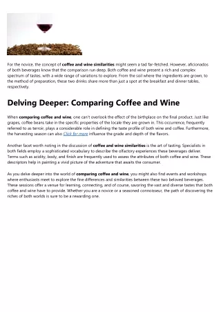 An Unbiased View of comparing coffee and wine