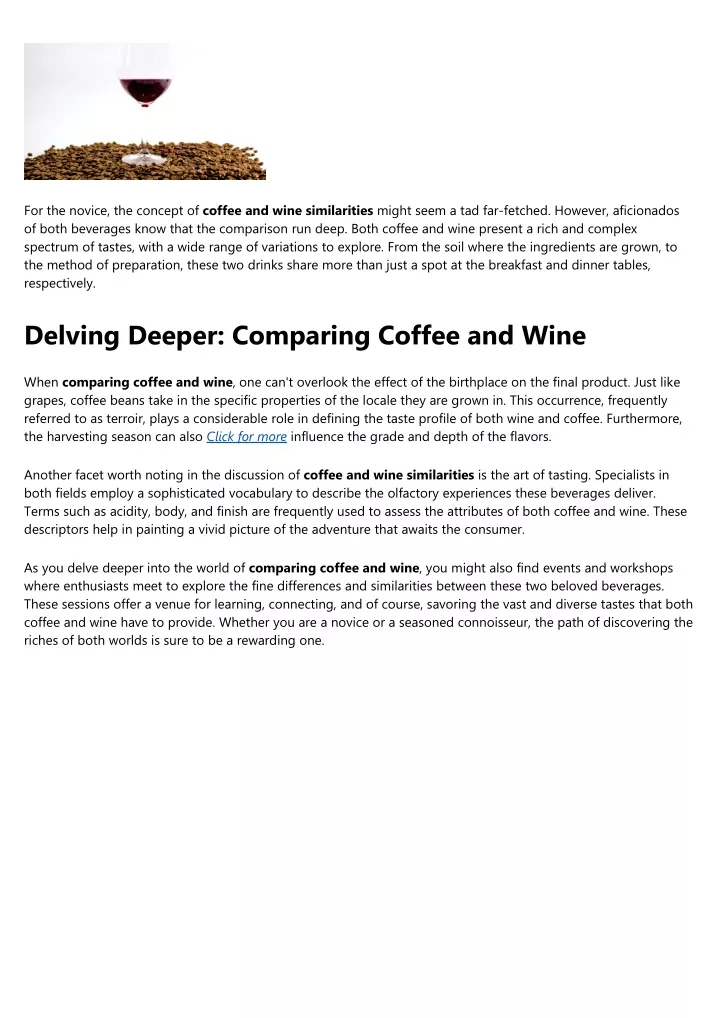 for the novice the concept of coffee and wine
