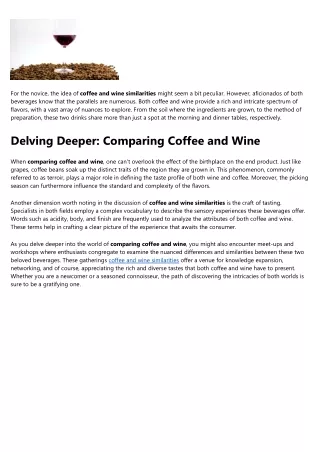 Top Guidelines Of coffee and wine similarities