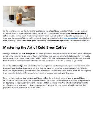 Considerations To Know About how to use cold brew