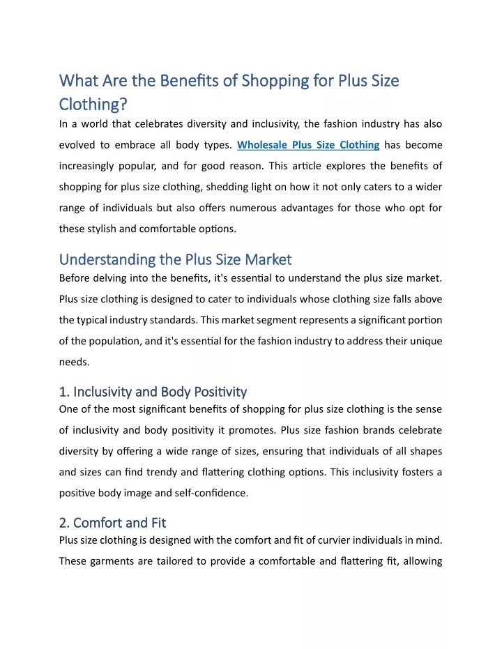 what are the benefits of shopping for plus size