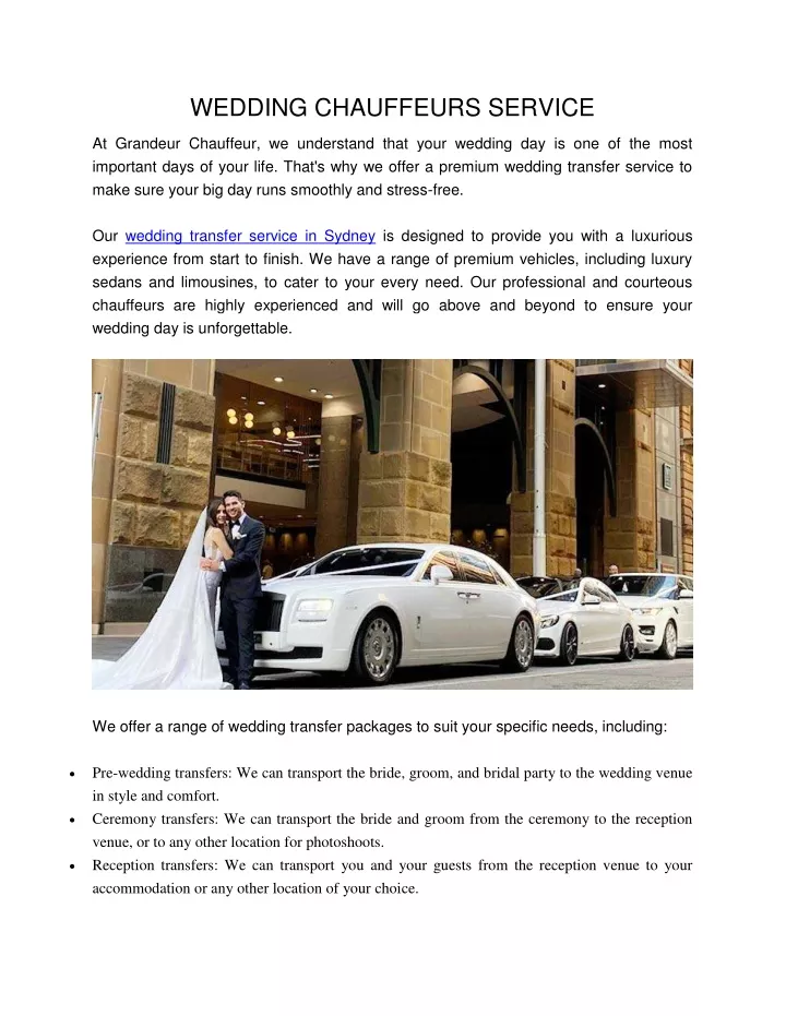 wedding chauffeurs service