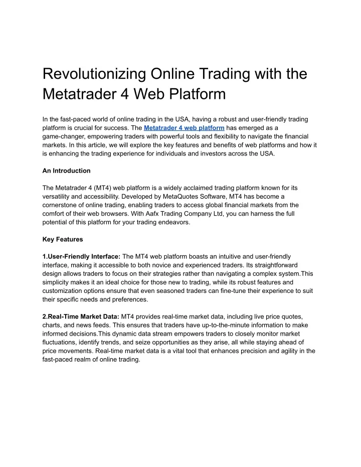 revolutionizing online trading with