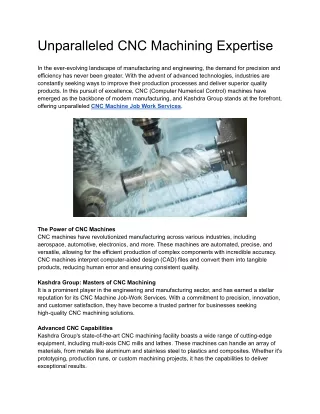 unparalleled cnc machining expertise