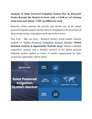 analysis of solar powered irrigation system size