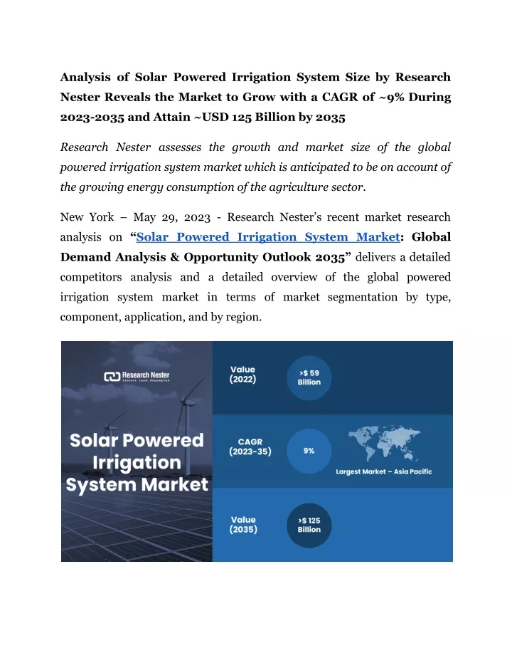 analysis of solar powered irrigation system size