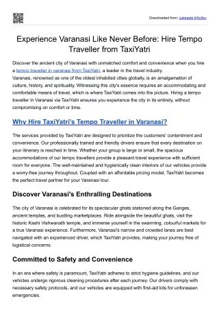 Experience Varanasi Like Never Before: Hire Tempo Traveller from TaxiYatri
