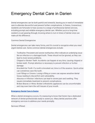 Emergency Dental Care in Darien