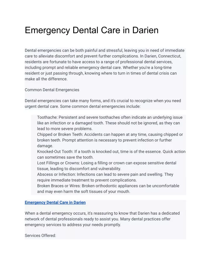 emergency dental care in darien