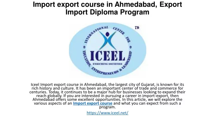 import export course in ahmedabad export import