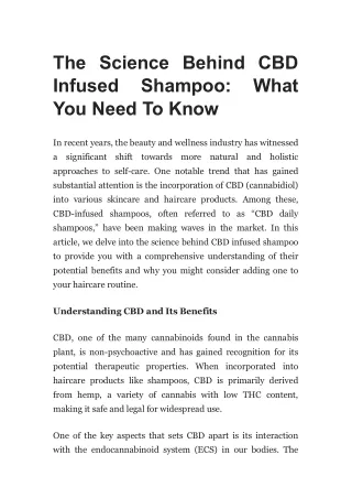 The Science Behind CBD Infused Shampoo: What You Need To Know