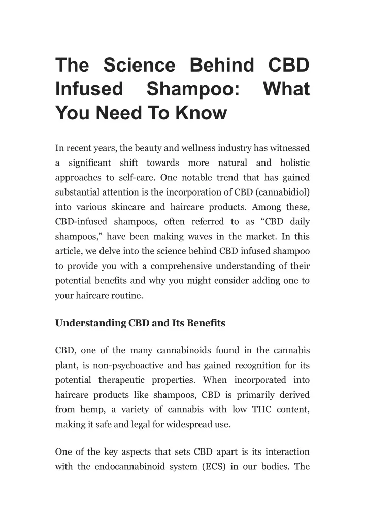 the science behind cbd infused shampoo what