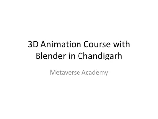 3D Animation Course with Blender in Chandigarh