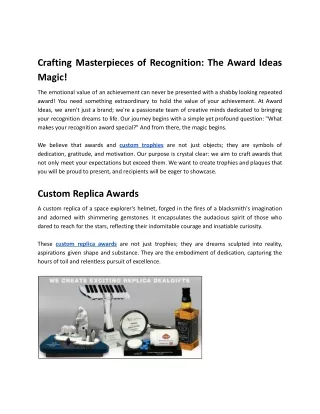 Precision Replicas: Custom Replica Awards