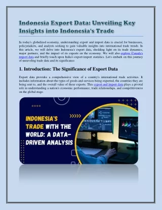 Indonesia Export Data Unveiling Key Insights into Indonesia's Trade