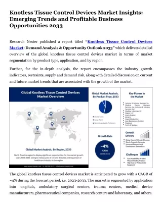 Knotless Tissue Control Devices Market Analysis, Statistics 2033