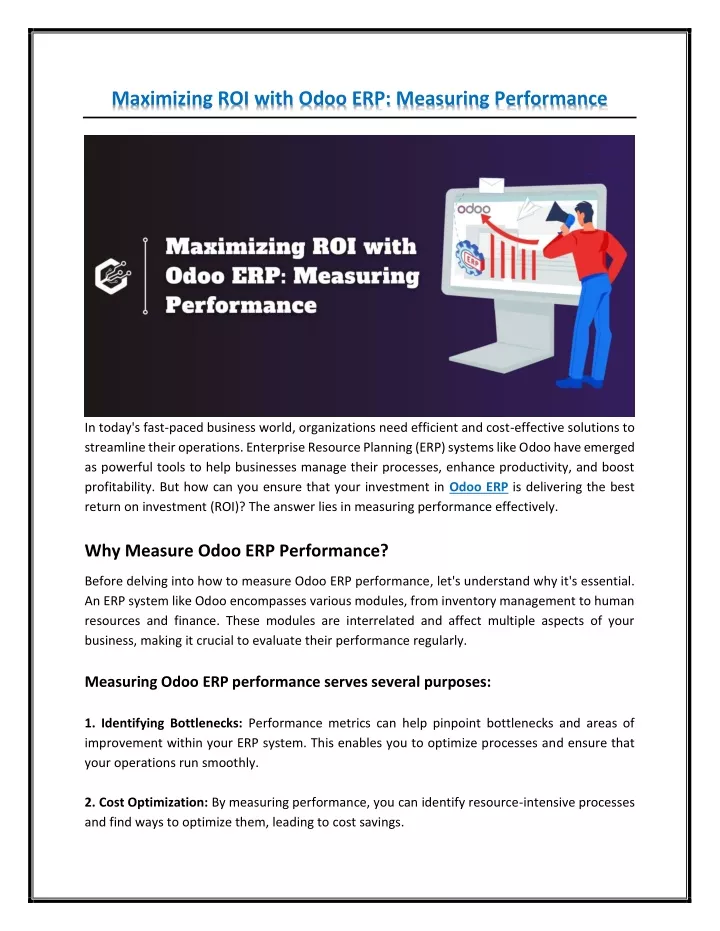 maximizing roi with odoo erp measuring performance
