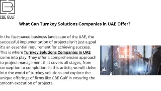 Turnkey Solutions Companies In Uae