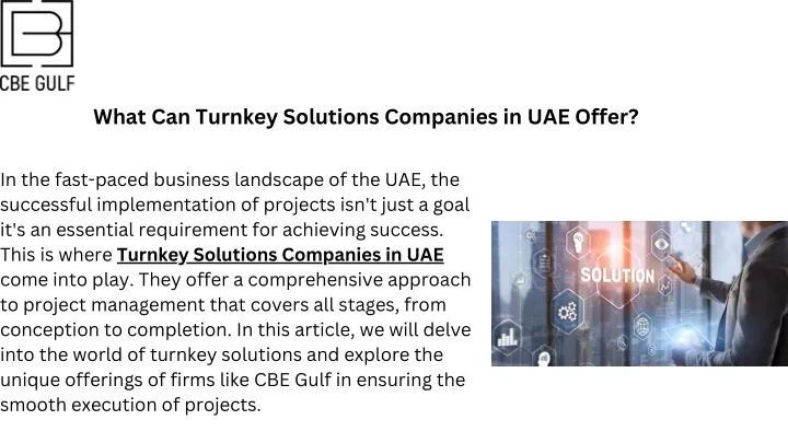 what can turnkey solutions companies in uae offer
