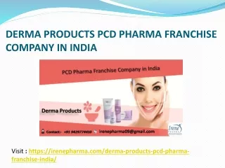 DERMA PRODUCTS PCD PHARMA FRANCHISE COMPANY IN INDIA