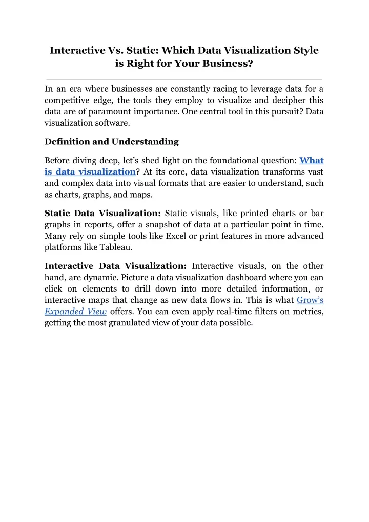 interactive vs static which data visualization