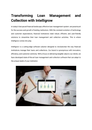Transforming Loan Management and Collection with Intelligrow