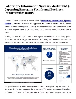 Laboratory Information Systems Market Analysis, Statistics 2033