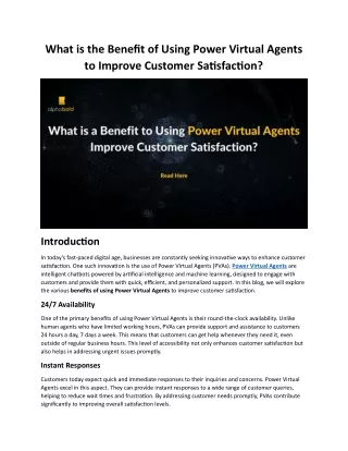 what is the benefit of using power virtual agents