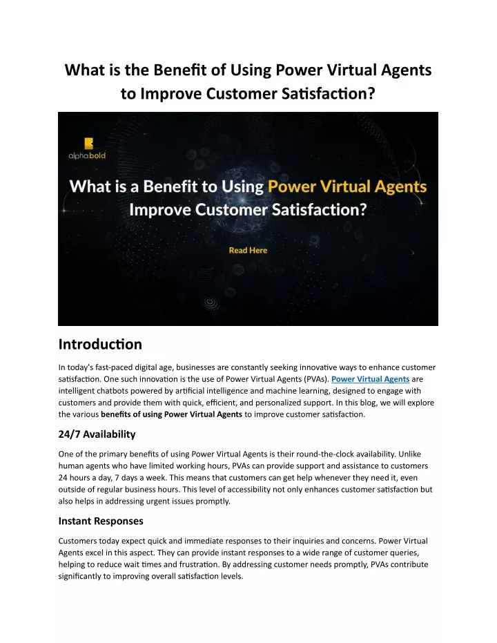 what is the benefit of using power virtual agents