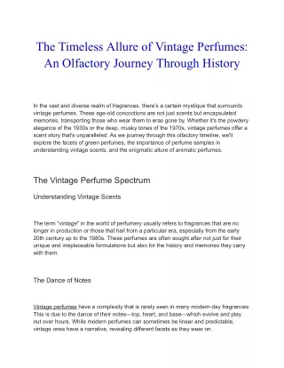 Unraveling the Timeless Elegance of Vintage Perfume