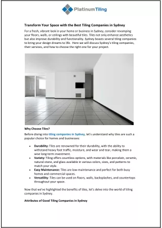 transform your space with the best tiling