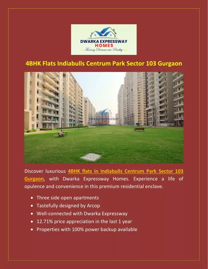 4bhk flats indiabulls centrum park sector