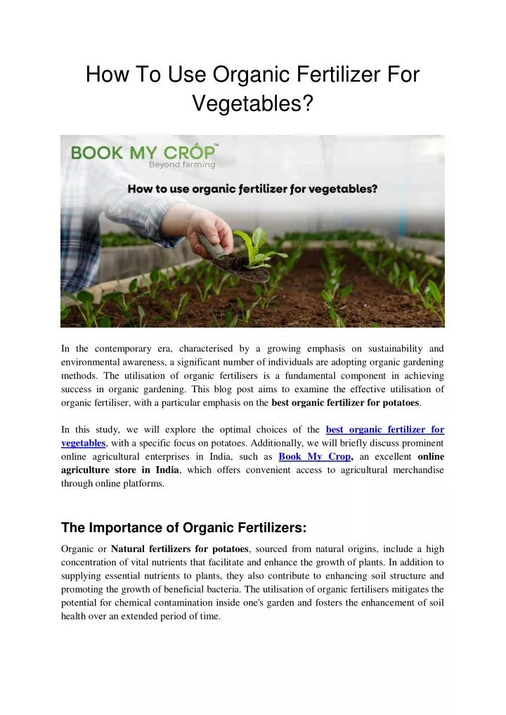how to use organic fertilizer for vegetables