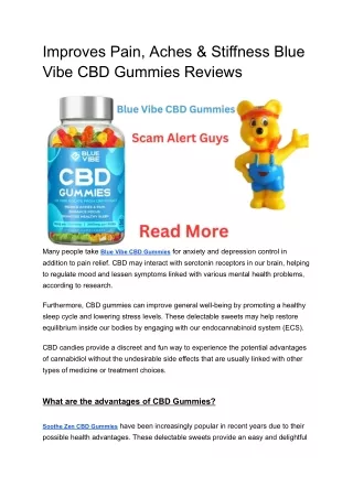 Blue Vibe CBD Gummies Soothe Zen CBD Gummies United States Customers Reviews 2023 Alert !