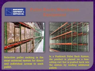 Pallet Racks Warehouse Equipment PPT