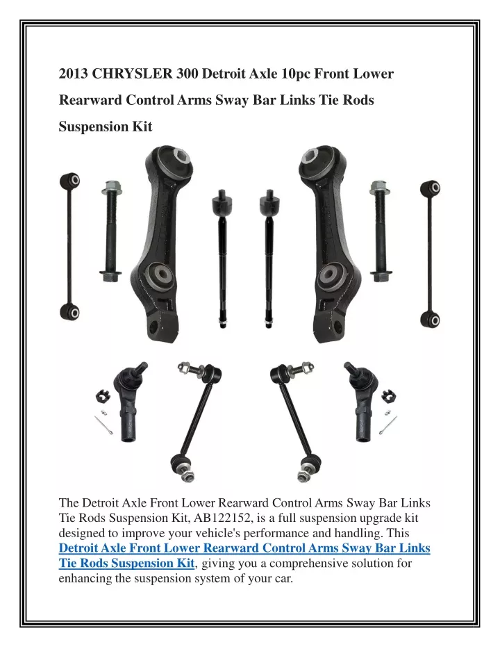 2013 chrysler 300 detroit axle 10pc front lower