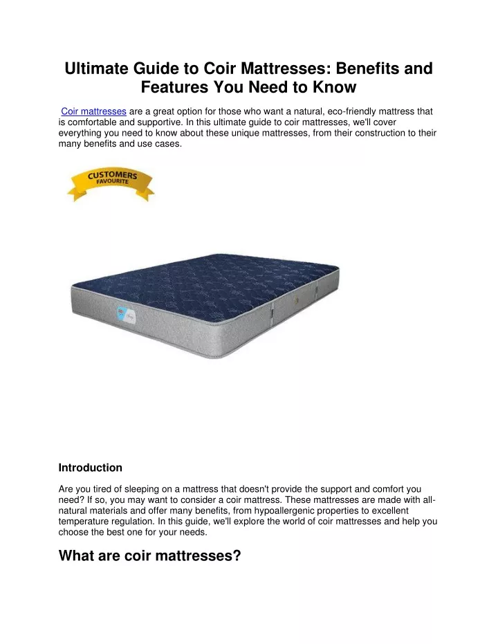 ultimate guide to coir mattresses benefits