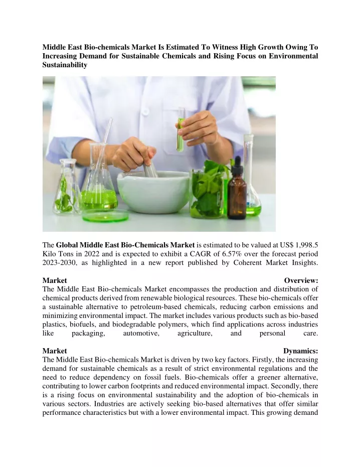 middle east bio chemicals market is estimated