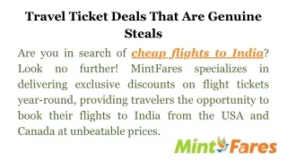 Travel Ticket Deals That Are Genuine Steals