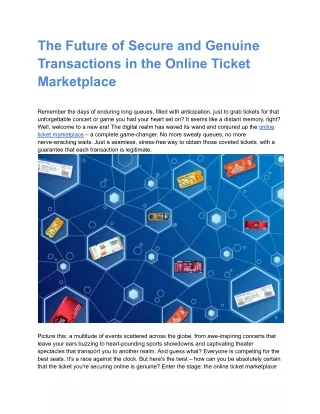 The Future of Secure and Genuine Transactions in the Online Ticket Marketplace