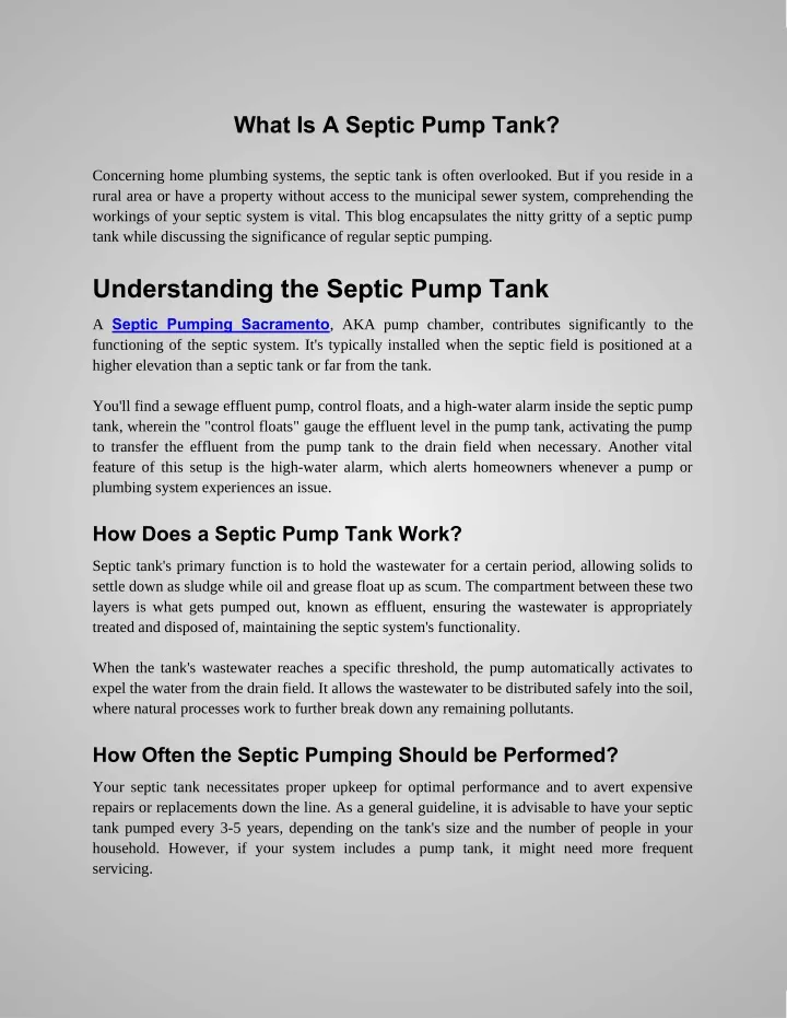 what is a septic pump tank