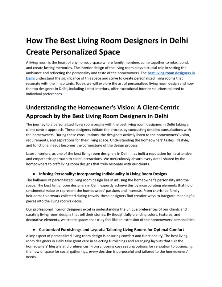 how the best living room designers in delhi