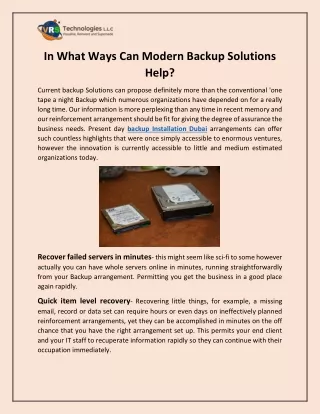 in what ways can modern backup solutions help