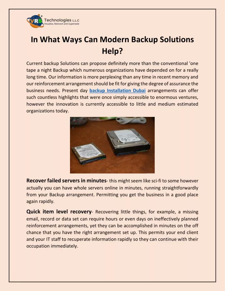 in what ways can modern backup solutions help