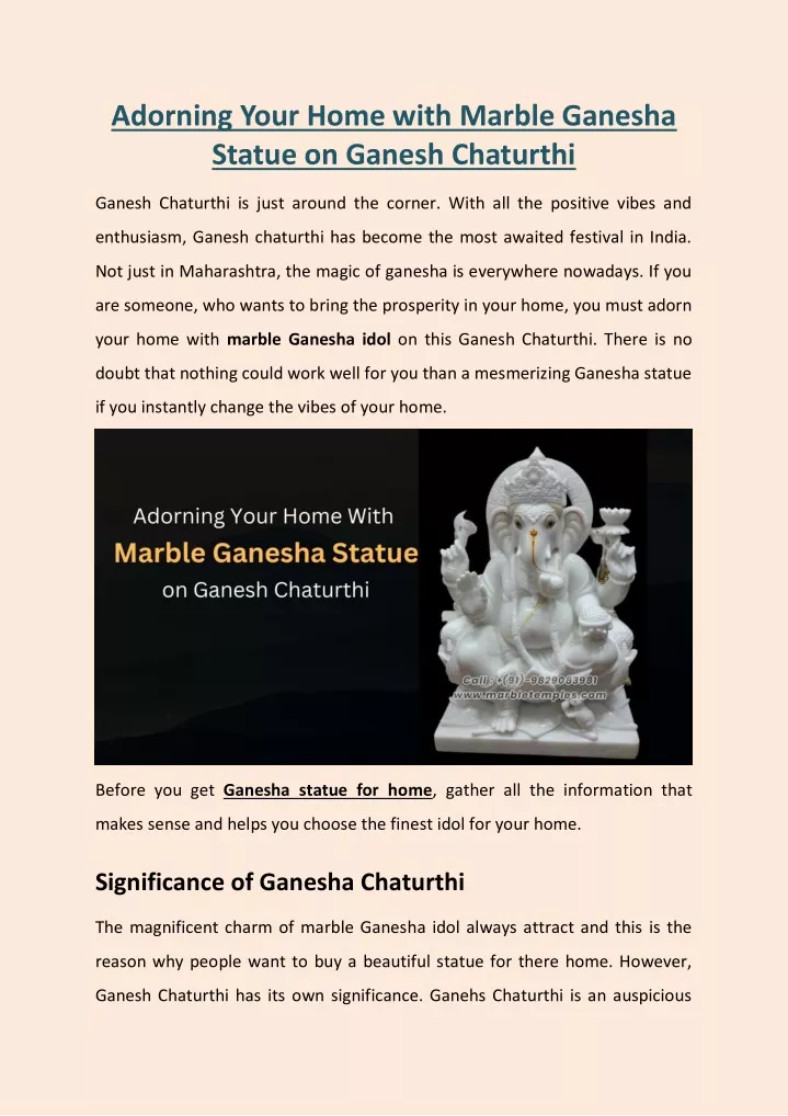 adorning your home with marble ganesha statue