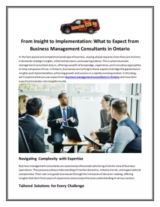 From Insight to Implementation What to Expect from Business Management Consultants in Ontario