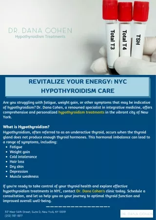Revitalize Your Energy: NYC Hypothyroidism Care