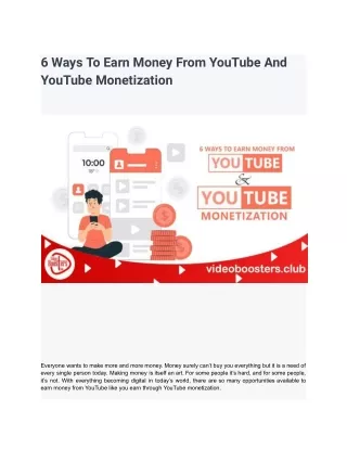 6 ways to earn money from youtube and youtube